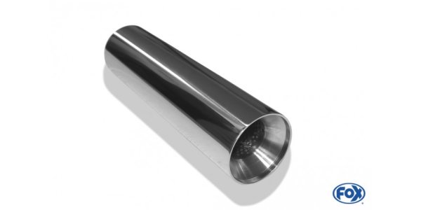 FOX welding tailpipe Typ 22 Ø 80 mm / Total length: 300 mm - around / unrolled up / straight / with polished absorber (inner diameter 45mm - length: ca. 120mm)