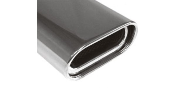 FOX welding tailpipe Typ 53 135x80 mm / length: 300 mm - flat oval / rolled up / 16,5° beveled / with Absorber