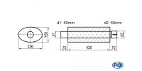 FOX Uni-Schalldämpfer oval mit Stutzen - Abwicklung 618