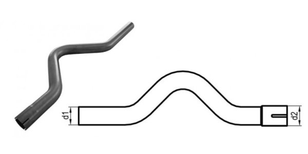 FOX axle tube bend elbow widened - d1Ø 76mm length: ~650mm