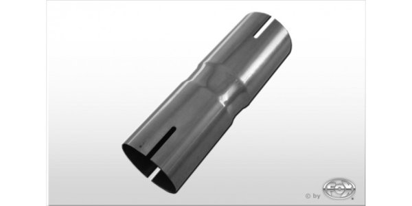 FOX Doppelmuffe - d1Ø 55mm Länge: 120mm rechts/ links geschlitzt - d2 innen = ... variabel (muss angegeben werden - d2 darf max. d1 +/- 10mm betragen)