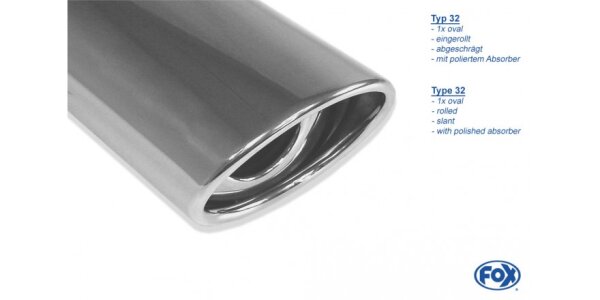 FOX Final Silencer across exit 115x85 Typ 33 - 06+ Citroen C-Crosser