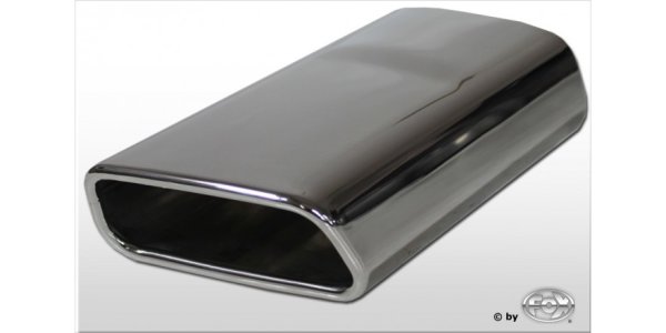 FOX welding tailpipe Typ 59 right 145x65 mm / length: 270 mm - trapezförmig / rolled up / 20° beveled to unten/ to right 15° beveled