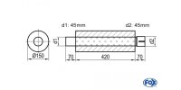 FOX Uni-Schalldämpfer rund mit Stutzen - Abwicklung...
