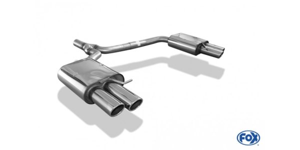 FOX final silencer right/left double flow incl. Y-adapter pipe Ø65mm inside - 2x80 Typ 17 right/left - Audi A4 B8 Limousine/Avant (+S-Line)