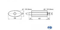 FOX Uni-Schalldämpfer oval mit Stutzen - Abwicklung...