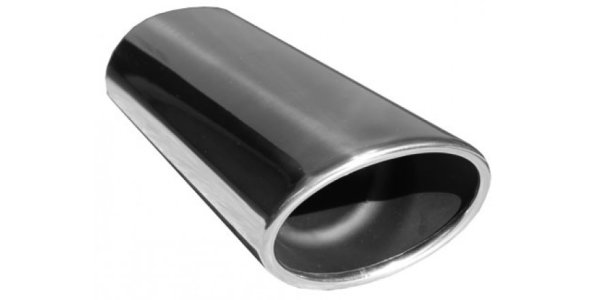 FOX welding tailpipe Typ 44 115x85 mm / length: 300 mm - oval / rolled up / 25° beveled / with elongated Tulpe