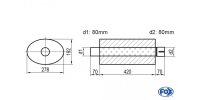 FOX Uni-Schalldämpfer oval mit Stutzen - Abwicklung...