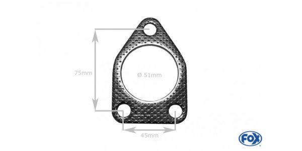 FOX flange gasket no. 1 for Squareen 3-hole flange inner hole 51mm screw punch 12mm