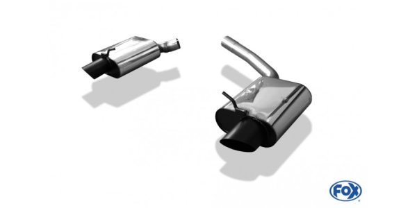 FOX Endschalldämpfer rechts/links - mit 115x85 Typ 38 scharfkantig, Deckel und Endrohr schwarz lackiert (nicht sichtbar - bläst durch das originale Endrohr) - Audi A5 8T/RS5 Stoßstange ab Facelift