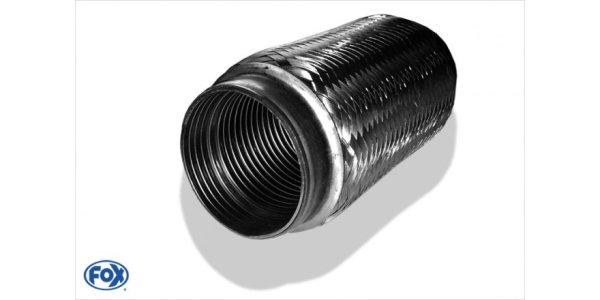 FOX Flexible tube Interlock - Ø55mm inside - length: 200mm Interior consists of stainless steel corrugated pipe - Outer shell is stainless steel mesh