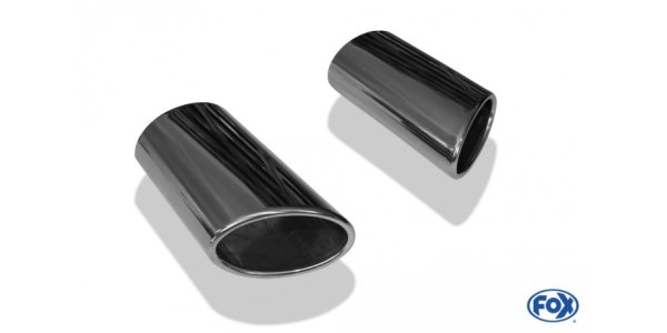 FOX welding tailpipe Typ 38 - right & left 106x71 mm / length: 200 mm - oval - 1x sideways right and 1x sideways left beveled / rolled up / without absorbers