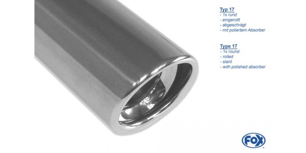 FOX Endrohrpaar passend auf original Endschalldämpfer - 1x90 Typ 17 rechts/links - Renault Laguna III Coupe