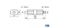 FOX Uni-Schalldämpfer Oval mit Kammer + Stutzen -...