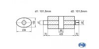 FOX Uni-Schalldämpfer oval mit Kammer + Stutzen -...