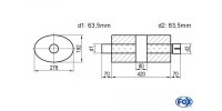 FOX Uni-Schalldämpfer oval mit Kammer + Stutzen -...