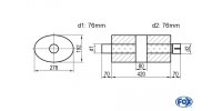 FOX Uni-Schalldämpfer oval mit Kammer + Stutzen -...