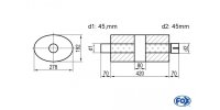 FOX Uni-Schalldämpfer oval mit Kammer + Stutzen -...