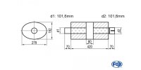 FOX Uni-Schalldämpfer oval mit Kammer + Stutzen -...