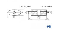 FOX Uni-Schalldämpfer oval mit Kammer + Stutzen -...