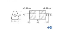 FOX Uni-Schalldämpfer dreieck mit Kammer + Stutzen -...