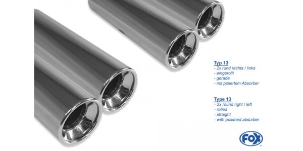 FOX Final Silencer exit 1-point-fixation 2x80 Typ 13 - Opel Astra F-CC/Kadett E-CC