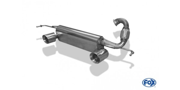 FOX final silencer across exit incl. flex piece - 1x90 Typ 25 - Smart Fortwo 453 with Brabus rear approach