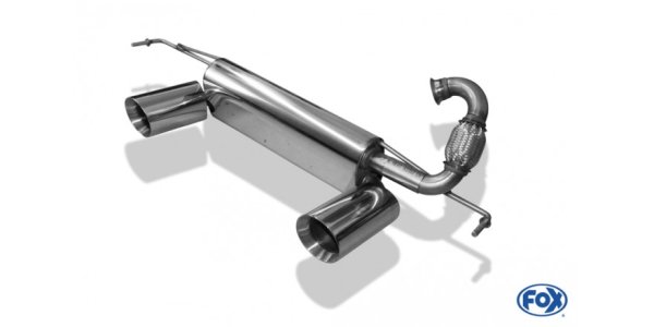 FOX Endschalldämpfer quer Ausgang rechts/links inkl. Flexstück - 1x100 Typ 25 rechts/links - Smart Forfour 453 mit Brabus Heckansatz