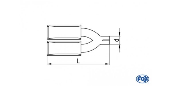 FOX screw-on tailpipe Typ 24 with Clamp double Ø 70mm Round uncurled / straight / with Type-B inserts - L_ (mm) and d_ (mm inner) is flexible - must be specified - L minimum 300mm and maximum 500mm