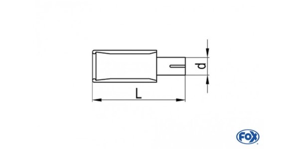 FOX Anschraubendrohr Typ 59 rechts mit Schelle einfach - 145x65m Trapez eingerollt / abgeschrägt / ohne Absorber - L_ (mm) und d_ (mm innen) ist flexibel - muss angeben werden - L minimum 170mm und maximal 500mm