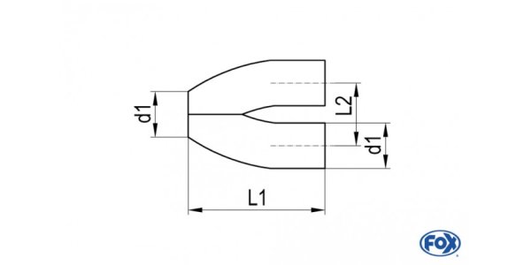 FOX Y-Adapter for ailpipes 45mm - hole spacing: 80mm d1 45mm - L1: 170 - L2: 80mm