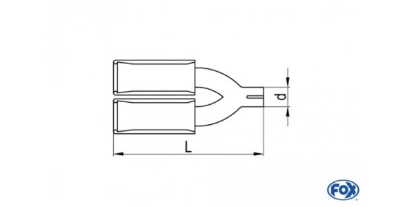 FOX screw-on tailpipe Typ 10 with Clamp double - Ø 90mm Round uncurled / straight / without absorbers - L_ (mm) and d_ (mm inner) is flexible - must be specified - L minimum 300mm and maximum 500mm