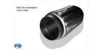 FOX Flexible tube Interlock - Ø90mm - length: 200mm + Nozzle Interior consists of stainless steel corrugated pipe - Outer shell is stainless steel mesh - with stainless steel-final nozzle for screwing with clamp - d2 (inner): 90mm inside