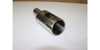 FOX welding tailpipe 32 115x85 mm - oval / rolled up / 24,5° beveled / with Absorber - connection 55mm to unten (versteckt)