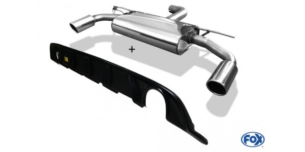 FOX Final Silencer 1x100 Typ 16 incl. Rear inserts black matt - VW Golf 7 Facelift (rigid rear axle)