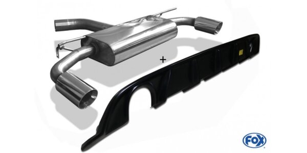 FOX Final Silencer 1x114 Typ 25 incl. Rear inserts black matt - VW Golf 7 Facelift (rigid rear axle)