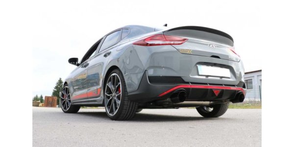 FOX Endschalldämpfer quer Ausgang rechts/links mit Abgasklappe - 1x114 Typ 25 rechts/links schwarz glänzend emailliert - Hyundai i30N Performance Fastback