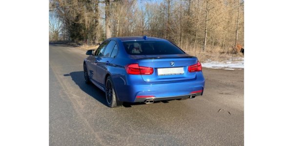 FOX Endschalldämpfer quer Ausgang rechts/links - 145x65 Typ 59 rechts/links - mit Abgasklappe im linken Endrohr - BMW F30/F31 330i xDrive