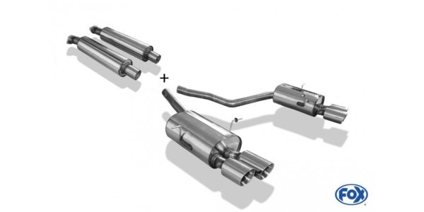 FOX Endschalldämpfer rechts/links und Vorschalldämpfer - 2x90 Typ 25 rechts/links - BMW E31 850i