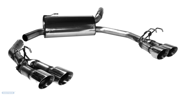 Bastuck Rear silencer with rear pipe with double tailpipe 2 x Ø 100 mm, cut 30° (RACE design) - Honda Civic FK2R Type-R