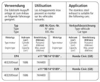 Bastuck Verbindungsrohr - 01-05 Honda Civic Diesel