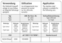 Bastuck Mittelschalldämpfer - 03-07 Honda Accord CL7/CL9/CN1