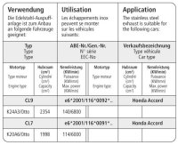 Bastuck Ersatzrohr für Mittelschalldämpfer - 03-07 Honda Accord CL7/CL9/CN1