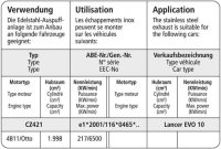 Bastuck Turboabgangsrohr (Gruppe N Motorsportanlage) - Mitsubishi Lancer EVO X