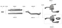 Bastuck Rear silencer with single tailpipe LH + RH 1 x Ø 100 mm cut 30° (RACE design) without exhaust flap - 20+ VW Golf 8 GTI (w/o Clubsport)