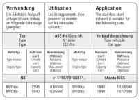 Bastuck Adapter Komplettanlage auf Serienanlage - 98-05 Mazda MX-5 NB