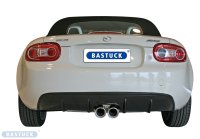 Bastuck Rear silencer with double tailpipe 2 x Ø 90 mm with inward curl, cut 20° central exit - 05-15 Mazda MX-5 NC