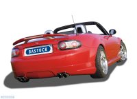 Bastuck Rear silencer with double tailpipe LH + RH 2 x Ø 76 mm with inward curl, cut 20° - 05-11 Mazda MX-5 NC (w/o Facelift)