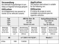 Bastuck Einfach-Endrohr oval 110 x 70 mm - Mazda 3 BK (ohne Kombi) 1.4/1.6/2.0 Benziner + Diesel