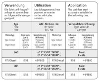 Bastuck Vorschalldämpfer - 89-01 Ford Fiesta GFJ/JAS/JBS (ohne Diesel) / Ford Puma / Mazda 121